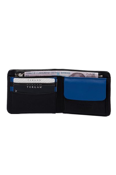 Tergan Black-blue Leather Men's Wallet 01361h39