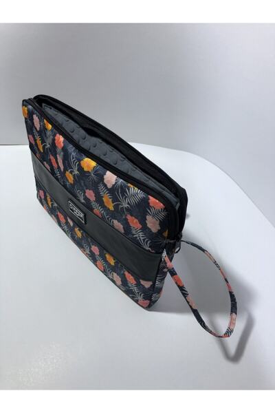 Differ Studio كمبيوتر محمول/ماك بوك/نوت بوك/حقيبة منقوشة بالزهور مقاس 13-14 بوصة من قماش الدنيم