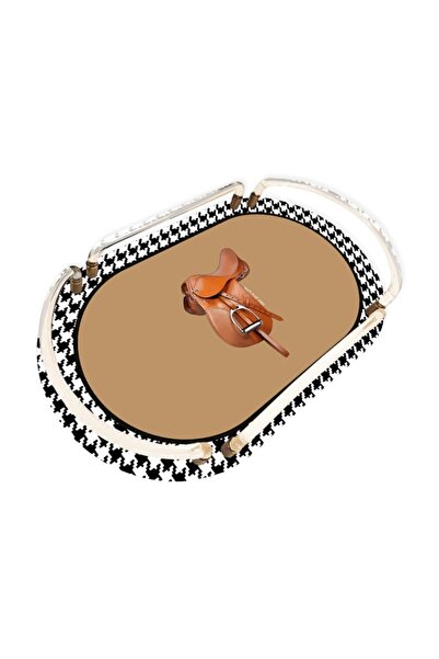 VİTELLİ Equestrian Camel Desenli Oval Pleksi Tepsi