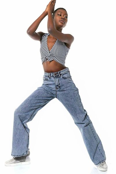 Trn JNS Extra High Snow Wash (LICRALI) Μπλε Χρώμα Loose Jeans Palazzo Παντελόνι (ΣΟΥΠΕΡ ΥΨΗΛΟ ΧΩΡΙΣ ΕΞΑΝΘΕΜΑ)