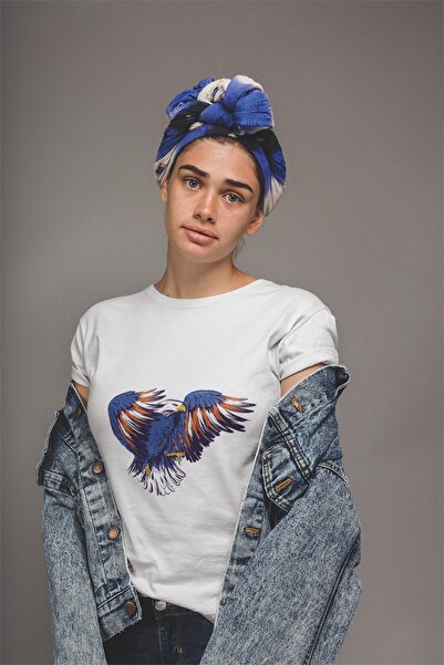 ErTaPassage Alb supradimensionat tricou - Imprimare vultur american, T257879