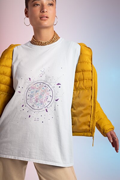 ErTaPassage Zodiacul Virgo alb cu imprimeu Femeie tricou - T6520193