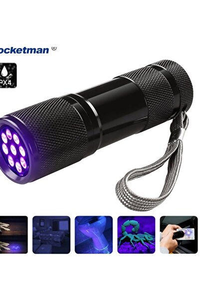 SARFEX Uv Işık El Feneri 9 Led Ultraviyole Mor Işık Para Döviz Banknot Kimlik Kontrol Cihazı