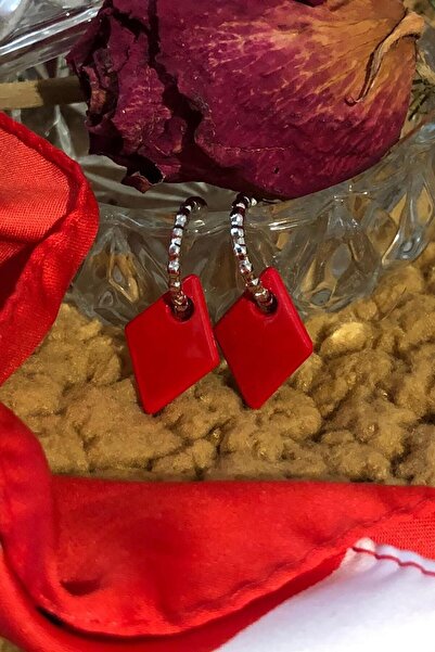 Leerybee أقراط بلاط مضادة للحساسية باللون الأحمر اللامع