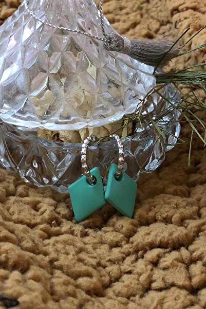 Leerybee Matte Water Green Color Antiallergic Tile Earrings