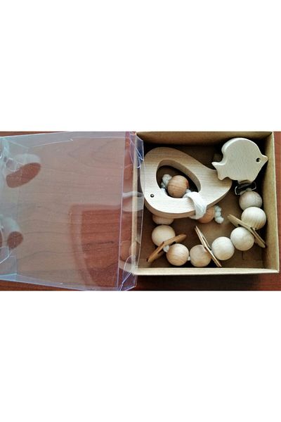 domini Wooden Maple Teether Fish with Clip