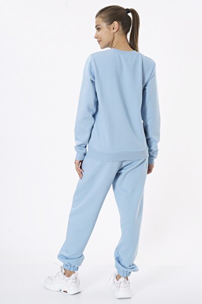 Eoselio Kadın Paçası Lastikli Nakış Detaylı Örme Jogger