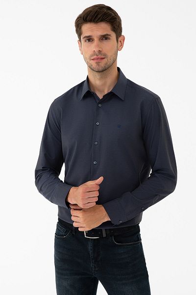 Pierre Cardin Ανδρικό πουκάμισο Navy Blue
