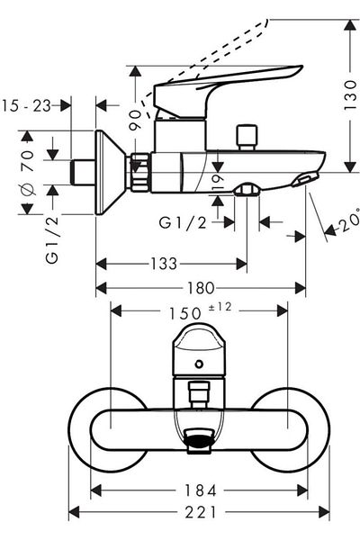 Hansgrohe Single Arm Logis E Bathroom Faucet - Applique 71415000