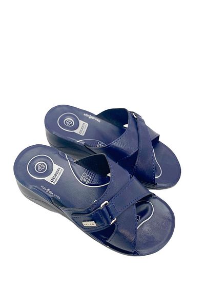 GEZER Women's New Season Anatomical Sole 4 Point Slippers Model - Navy Blue