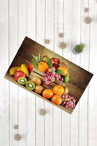 Evsebu Fruit Basket Pattern Multi-Purpose Bath Mat
