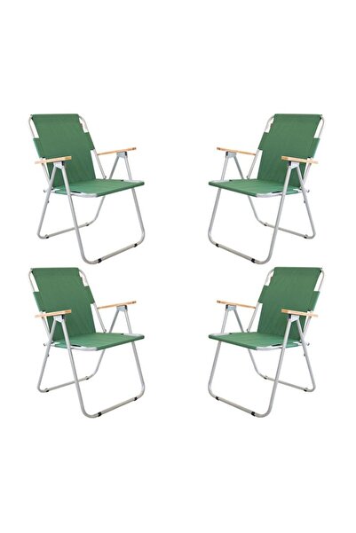 Mocca Style Kamp Sandalyesi Katlanır Ahşap Kollu Kamp Piknik Sandalyesi 4 Lü