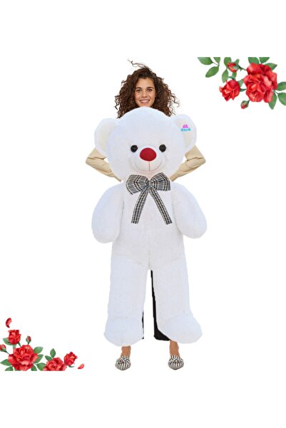 hediyecik 130 cm Legendary Big Cute Teddy Bear with Bow Tie White