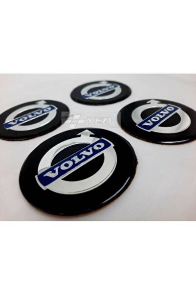 DURU DORUK Volvo Jant Göbeği Arması 54mm Mavi Siyah Alüminyum 4 Lü Set