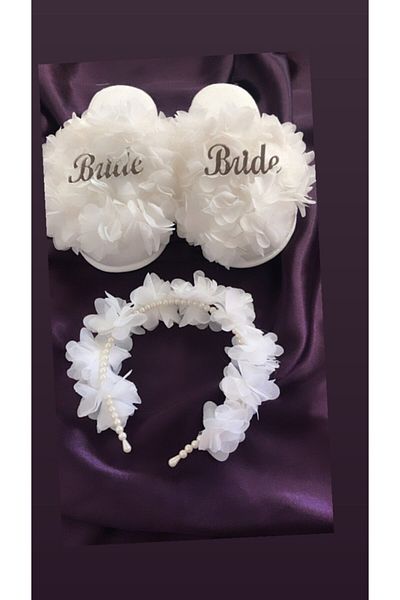 Hüner aksesuar Papuci de damă White Bride Pearl Crown