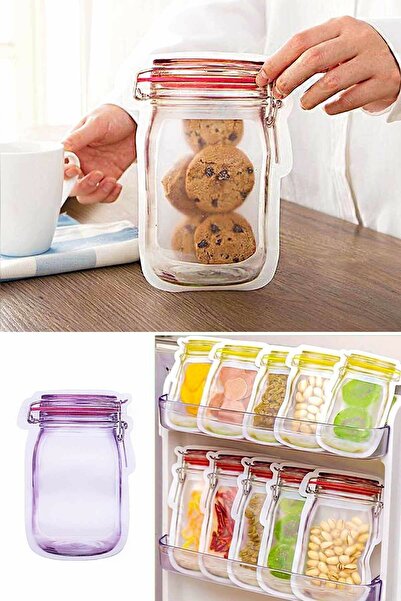 QNİAY Lockable Refrigerator Storage Bag (1 Piece) 500 Ml Bag with Snap Fasteners Home Travel Picnic Type