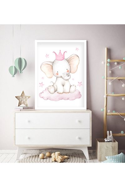 Ya&mu Painting Sets 1 Piece 33 X 44cm Large Size White Framed Baby, Children's Room Painting