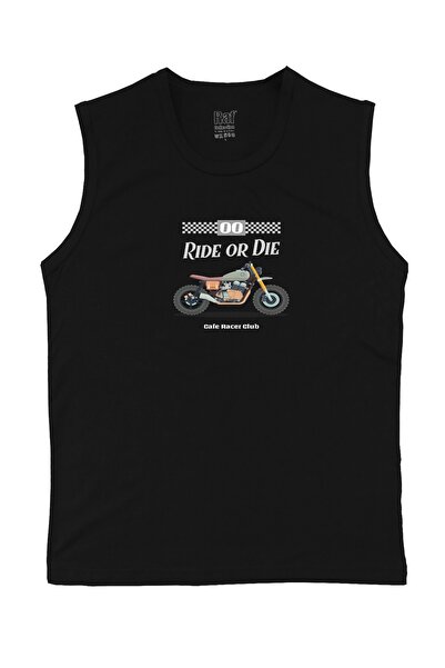 Raf Coll Tricou fără mâneci cu imprimeu digital Black Motor 2 pentru bărbați