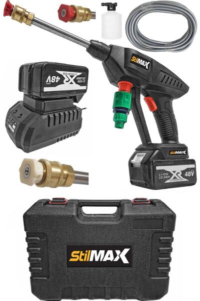 stilmax 48v 10ah Şarjlı Oto Yıkama Makinesi 50 Bar Akülü Basınçlı Oto Yıkama Makinesi