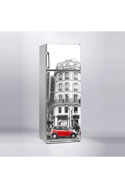 StickerArt Buzdolabı Sticker Kaplama Dolap Kaplama Etiketi Kırmızı Araba