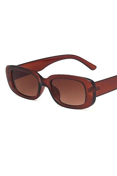 ModaLand Women's Brown Square Rectangle Vintage Retro Sunglasses