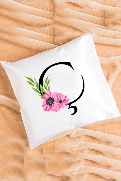 Hedizu Подушка з квітковим візерунком і літерою «Ç»