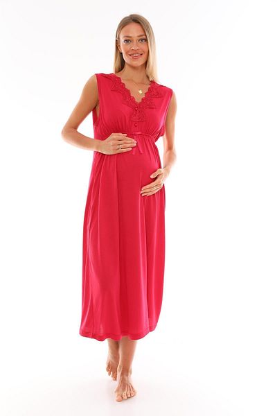 Lohussa Effort Women's Fuchsia Lace Collar Comfortable Dressing Gowns 4-Piece Set Maternity Maternity Pajamas Nightgown Set