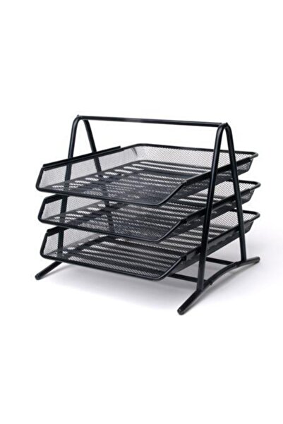 Mas Evrak Rafı Metal Perforeli 3 Lü Siyah 523