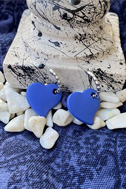 Leerybee Matte Indigo Blue Color Antiallergic Heart Earrings