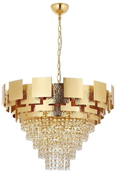 Avonni Avonnı Av-60270-s70 Sarı Kaplama Klasik Avize E27 Metal Kristal 70cm