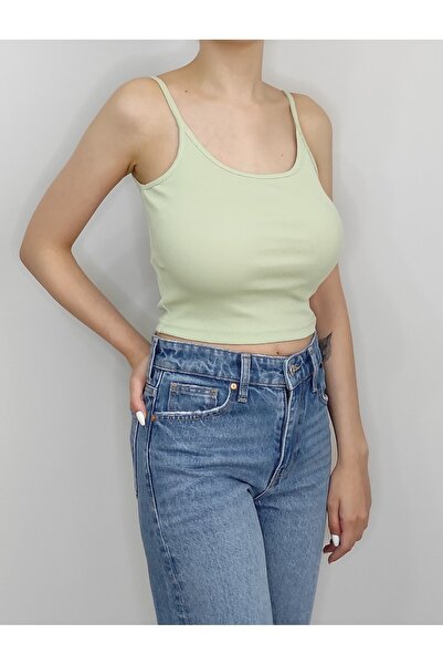 Bomenti Life Women's Mint Green Ribbed Crop T-Shirt
