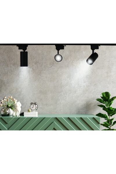 Coral Light Mini Ray Spot Set Gu-10 Duylu Siyah Kasa Beyaz Işık 3 Spot Lamba 1 Mt Ray 3 Gu10 6500k Led Ampul