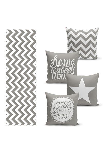 Realhomes Grey Elegance of Colors Set de 4 huse de pernă și 1 pasaj