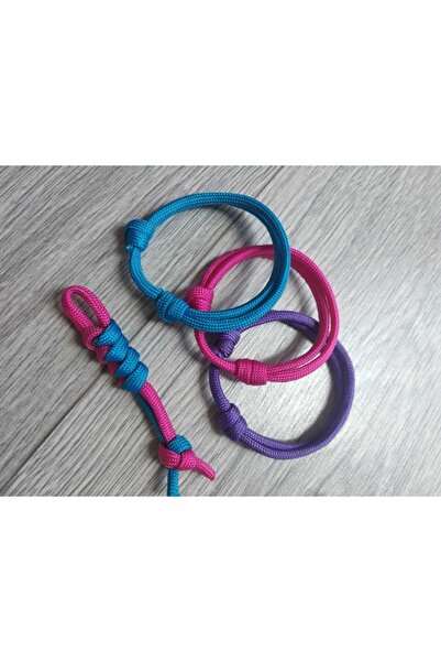 PARACORD DÜNYASI 3'lü Genişlik Ayarlı Kalın Ip Bileklik Anahtarlık Seti 4mm P...
