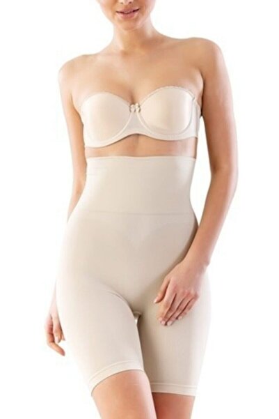 by HW Dvostruki Visok struk mekani pantaloni u boji kože za žene, korzet sa š...