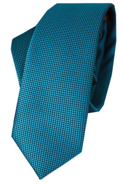 Varetta Men's Coral Color Dobby Eyelet Patterned Narrow Tie