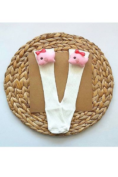 Asa Bebek Çocuk Baby Girl Knee Socks with Toy Figures Baby Knee Socks - whale