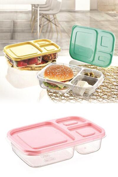 5DM وعاء طعام مكون من 3 أقسام عملي وسهل لتخزين الطعام