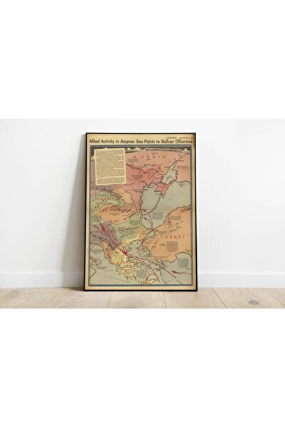 Pegziz 2. Dünya Savaşı Balkanlar Haritası Sanatsal Duvar Dekorasyon Poster 60...