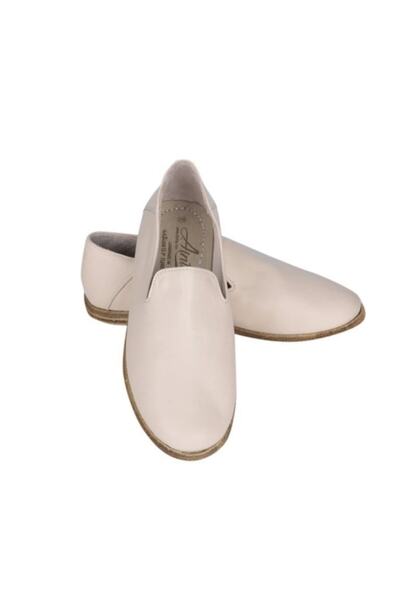 Aintap Hakiki Deri Bej  Kadın  Topuklu Gaziantep Yemeni Ayakkabı