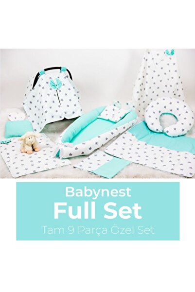Babynest Full Set Mint Ve Gri Yıldız