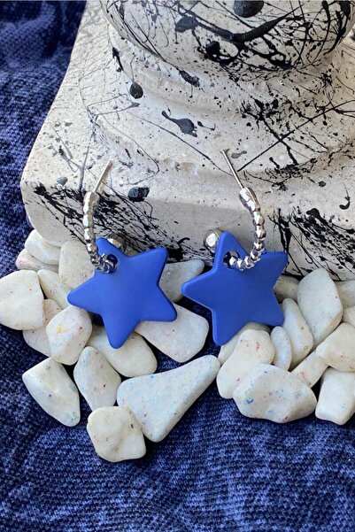 Leerybee Indigo Matte Blue Color Antiallergic Star Earrings
