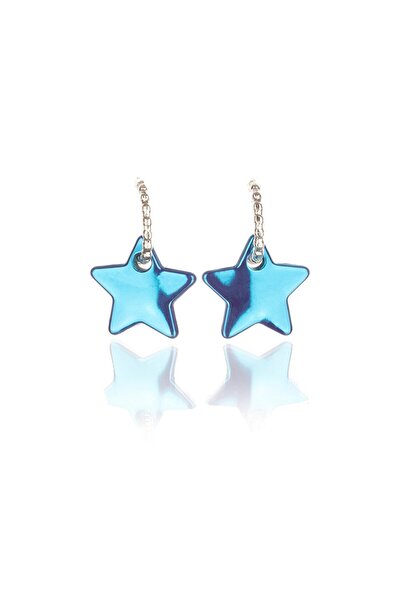 Leerybee Chrome Blue Color Antiallergic Star Earrings
