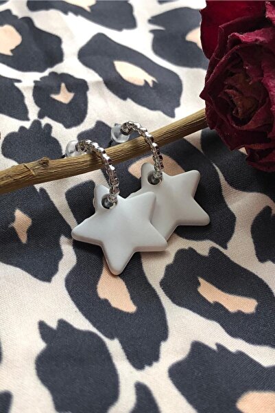 Leerybee Matte White Color Antiallergic Star Earrings