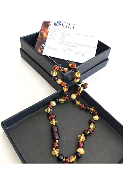 İpek Kehribar GLT شهادة العنبر الطفل قلادة متعدد الألوان 4 لون العنبر الطفل ق...