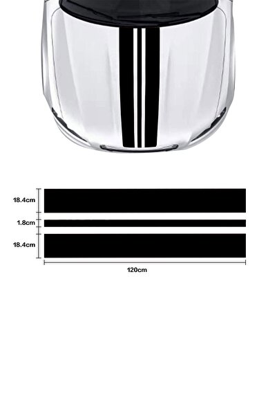 Dijitonline Oto Kaput Şerit Sticker - Oto Sticker -araba Sticker - 120 Cm