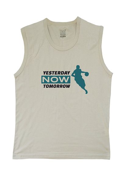 Raf Coll Ανδρικό αμάνικο μπλουζάκι Ecru Basketballer Digital Printed