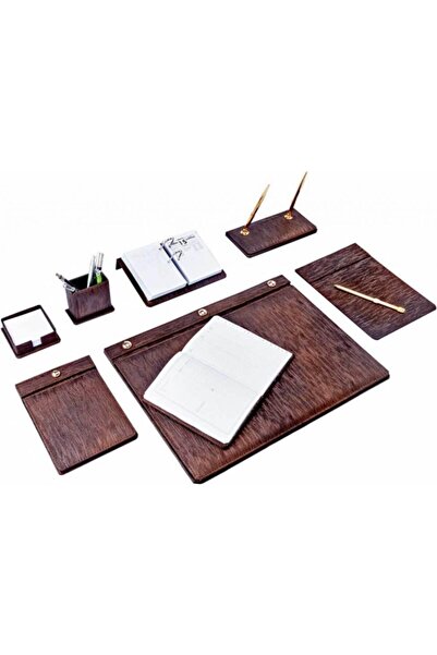 Brons Sümen Takımı Masa 9 Parça Düğmeli Kahve Br-0911