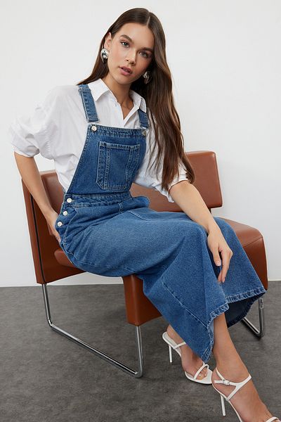 Trendyol Collection Salopet Maxi Μπλε Τζιν Φόρεμα - TWOAW25EL00084