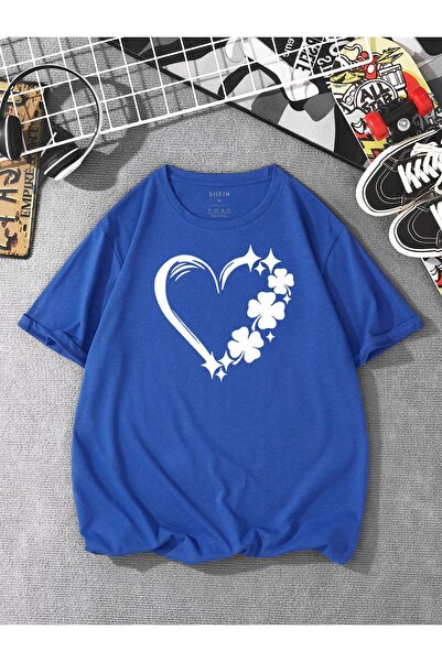 BEGRİFF تي شيرت مطبوع عليه قلب كبير الحجم للجنسين من بينيتون